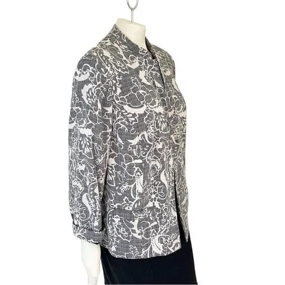 KAREN SCOTT Long Sleeve Floral Blazer Jacket in Blue & White  SZ 2X - Picture 4 of 9